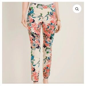 Chico’s Tropical Floral Print Pull-On Ankle Jegging Size 14P